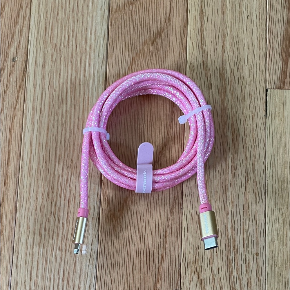 Iphone Charger Sparkly Pink USB-C to Lightning Cable